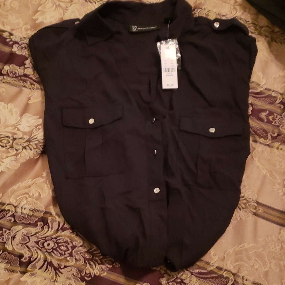 Black button down blouse